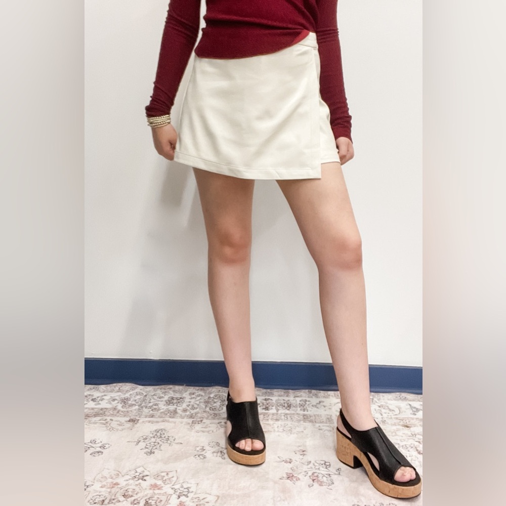 Wishlist faux leather wrap skort in ecru WL25-11170